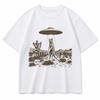 UFO Cat Western T Shirt Vintage Alien Space Cat Retro Sci Fi Tee