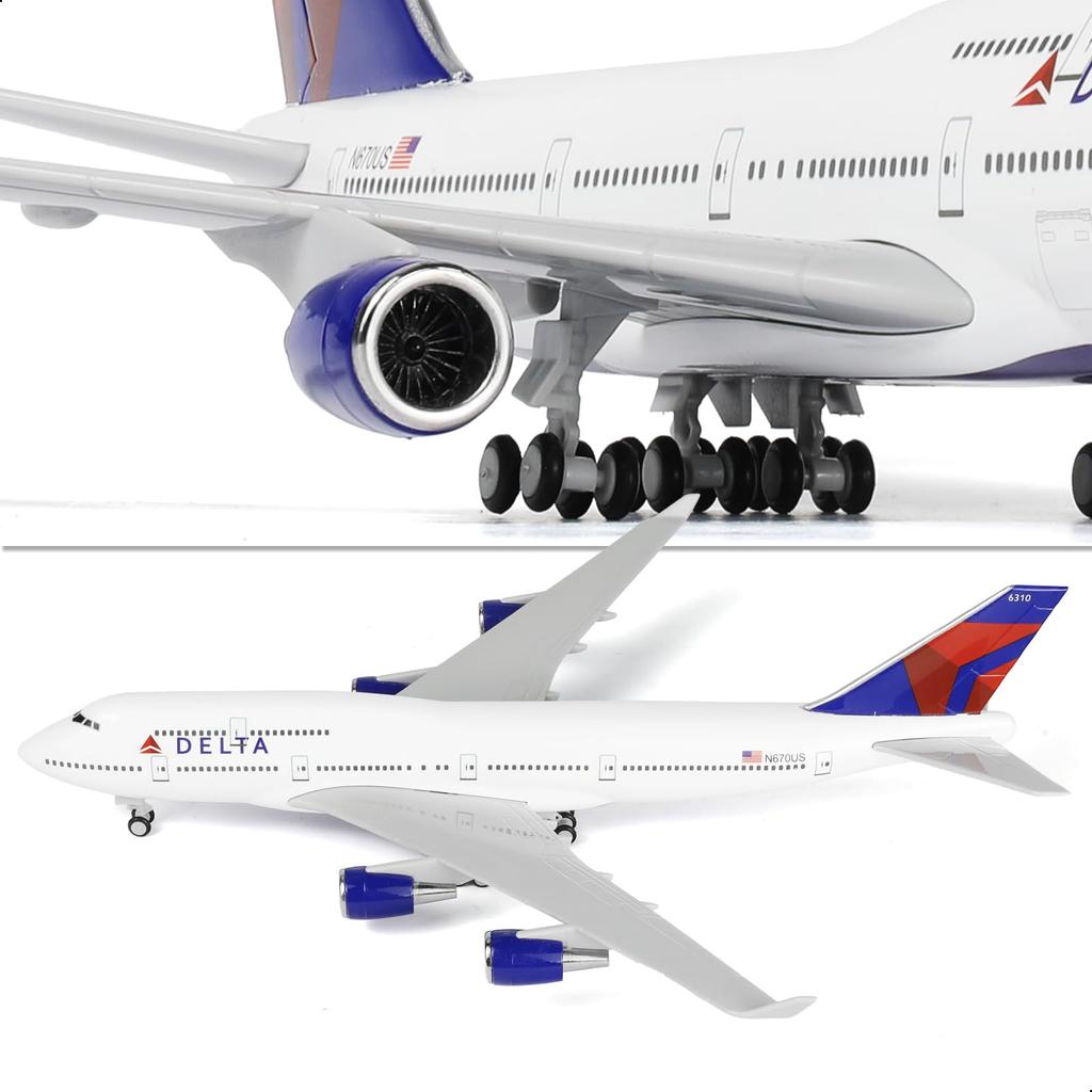 QIYUMOKE 1/240 Scale Delta Airlines Boeing 747 Aircraft Model Kit (30cm Long) Resin Airplane Model (Display Stand Included) - Aviation Gift/Decoration