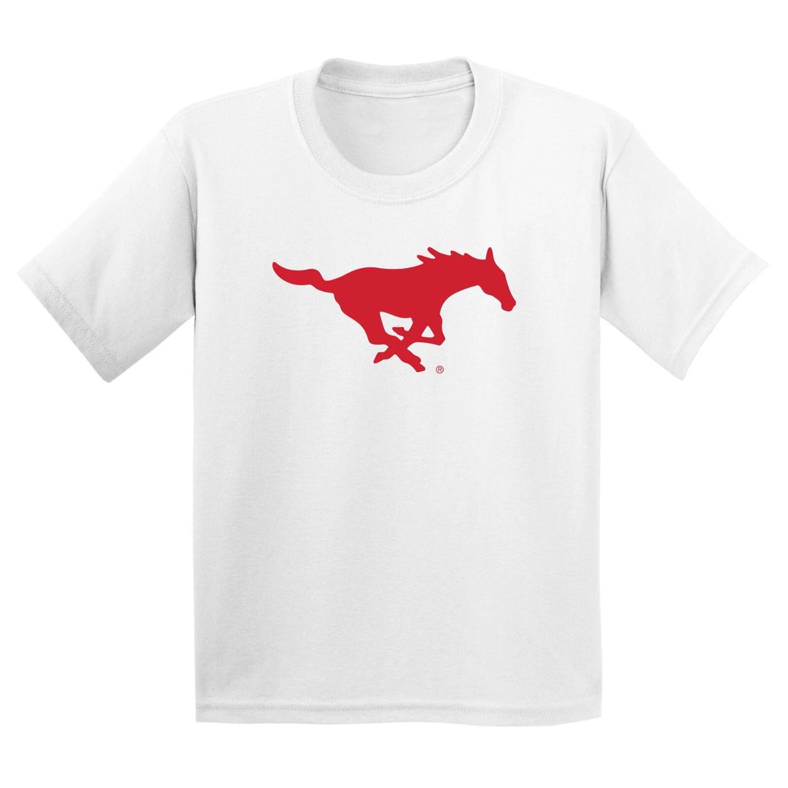 Southern Methodist University Mustangs Primary Logo Youth T-Shirt - White 3XL