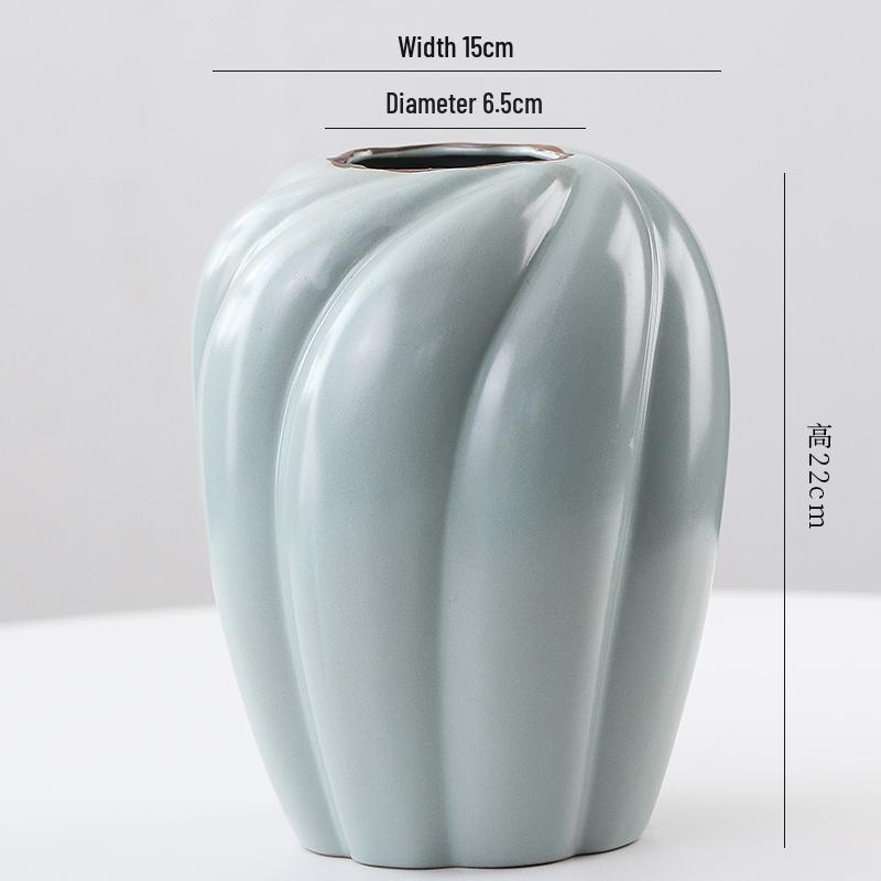 Elegant Celadon Vase: Classical Ru Kiln Ceramic for Hydroponic Flower Arrangements and Living Room Decor