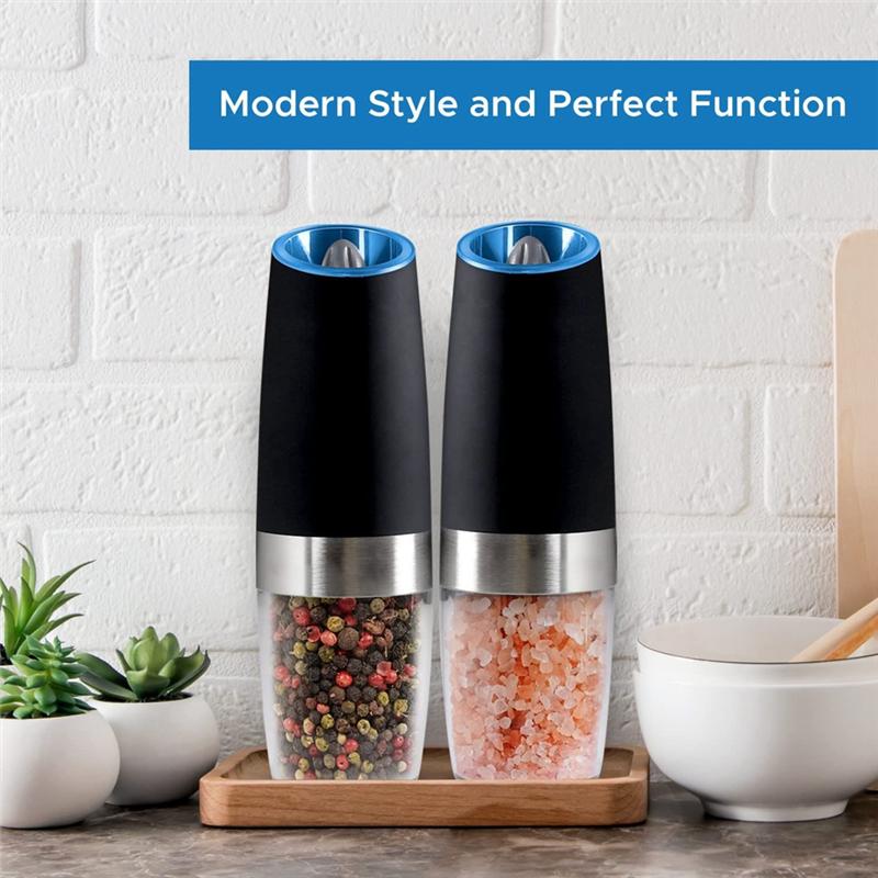 2025+ (2 Pack) Electric Salt and Pepper Grinder Set Battery Operated One Hand Automatic Operation, Adjustable