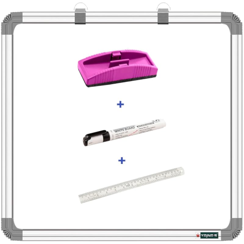 Yajnas Non Magnetic 3X3 Feet Double Sided White Board And Chalk Board Both Side Writing Boards, One Side White Marker An