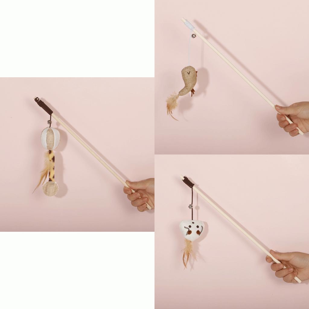 Fun Cats Playtime Swords Hemp Feathers Mouse Durable Cottons Hemp Sticks
