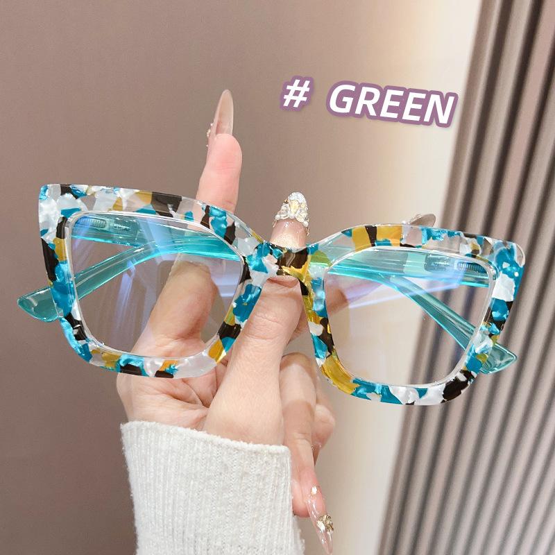 2026New Reading Glasses Woman High Quality HD Readers Stamp Colorful Eyewear Fashion Cat Eye Color Blocking Reading Eyeglasses