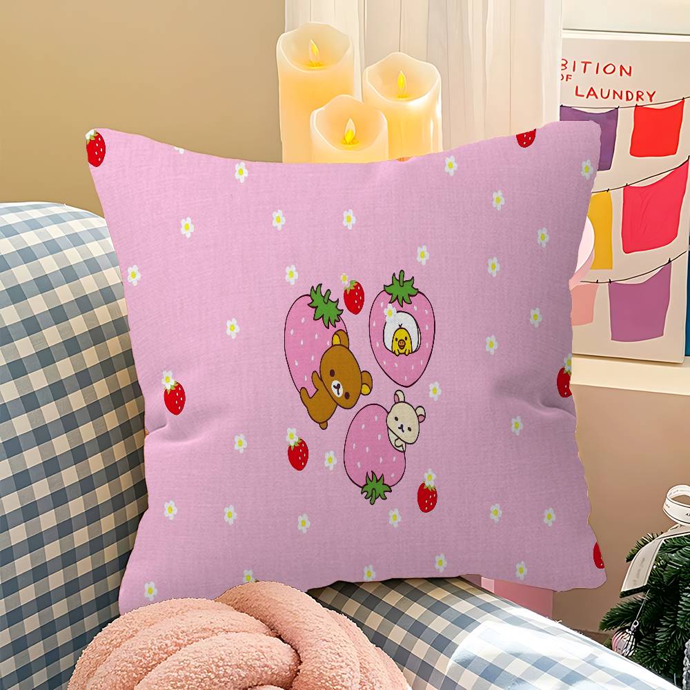 Cute Cartoon RRilakkuma BBear Cushion Cover Inches Farmhouse Decor Home Throw Pillow Covers for Couch Decorations
