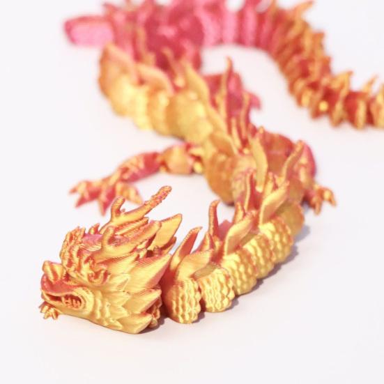 3D Printed Chinese Loong Figurine Movable Joints Standing Dragon Figure Articulated Dragon Model Fidget Toy Desktop Decoration Ornament