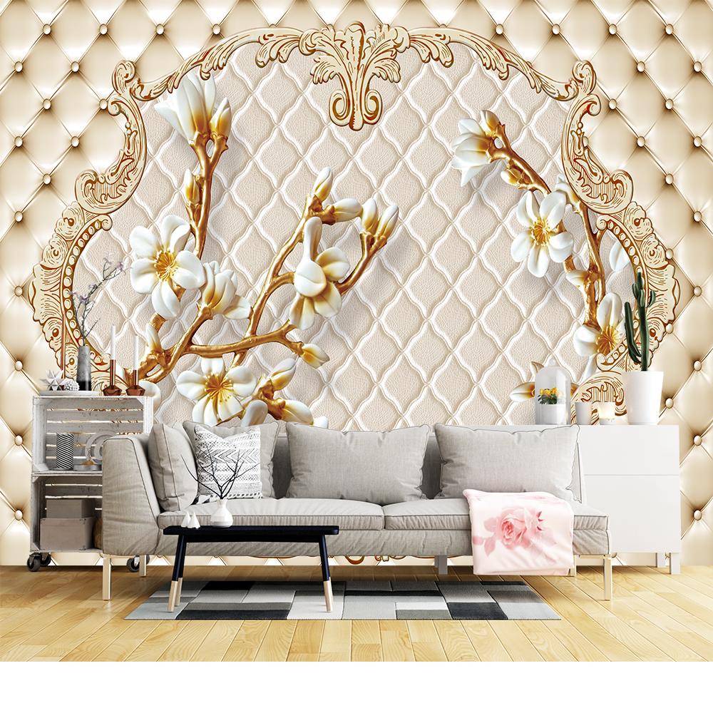 3d Flower Wallpaper Yellow Rose Vine 3d Solid Circle Soft Pack Wall Papers Floral Wall Murals Home Decor