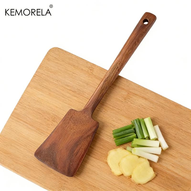 1/2PCS Acacia Wood Spatula for Non-Stick Pans -Heat Resistant Solid Wood Cooking Utensil for Sauteing And Flipping Kitchen Tools