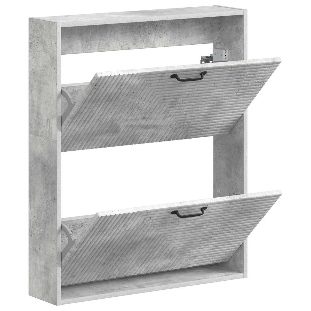 Wall Mounted Shoe Cabinet HAARLEM 71 X 17 X 86 Cm Concrete Grey