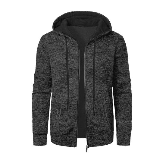 

Мужское пальто с капюшоном, на кулиске, с длинными рукавами, на молнии, повседневная куртка с карманами, однотонное, свободного кроя, спортивная верхняя одежда S серый