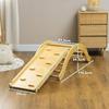 Kids' Climbing Set, 4-in-1 Design with Arch Bridge, Rocking See-Saw, Cushion, Slide Ramp, for Indoor Use, Wood