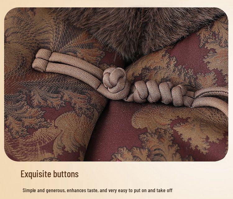 Grandma's Winter Cotton Coat: Women's Thick Velvet-Lined Outerwear for Elderly Ladies