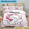 3PCS Custom Name Elegant White Cat Bedding Set, Bedding Set Including 1pc Duvet Cover And 2pcs Pillowcases for Bedroom,Dormitory Gift