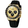 OLEVS stylish mens wristwatch business date popular fashion waterproof Japan quartz gold silica gel belt stopwatch analog chronograph sports gentleman