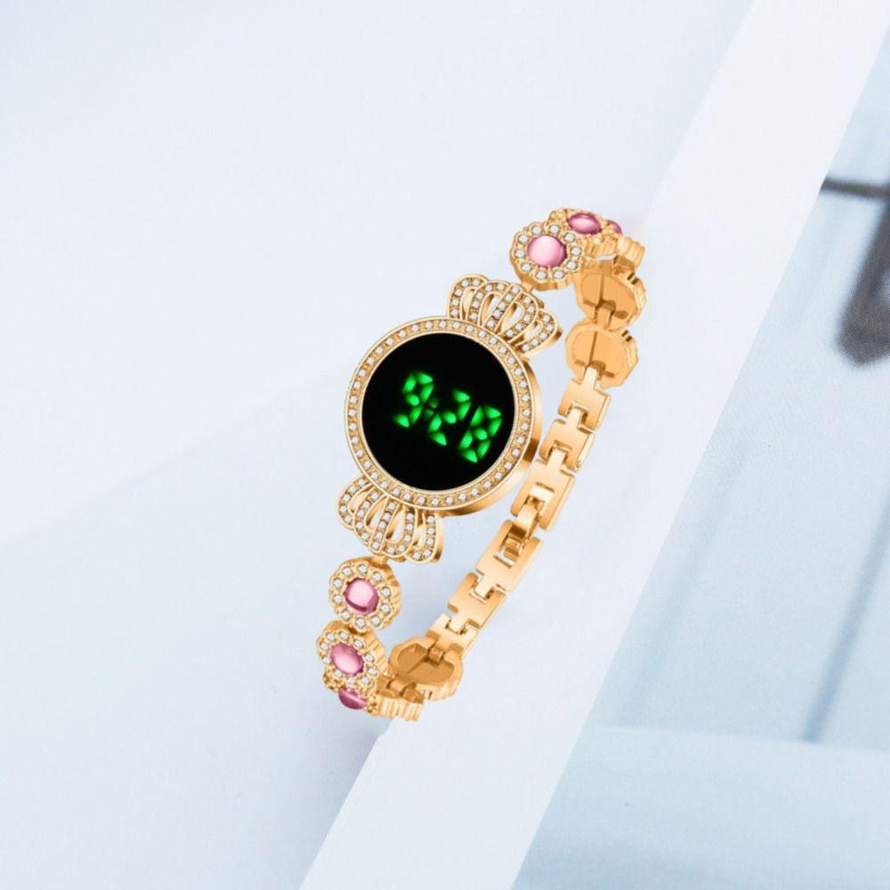 Retro Touch Digital Wrist Watches Elegant Rhinestone Wristwatch Women's Electronic Watch  Women