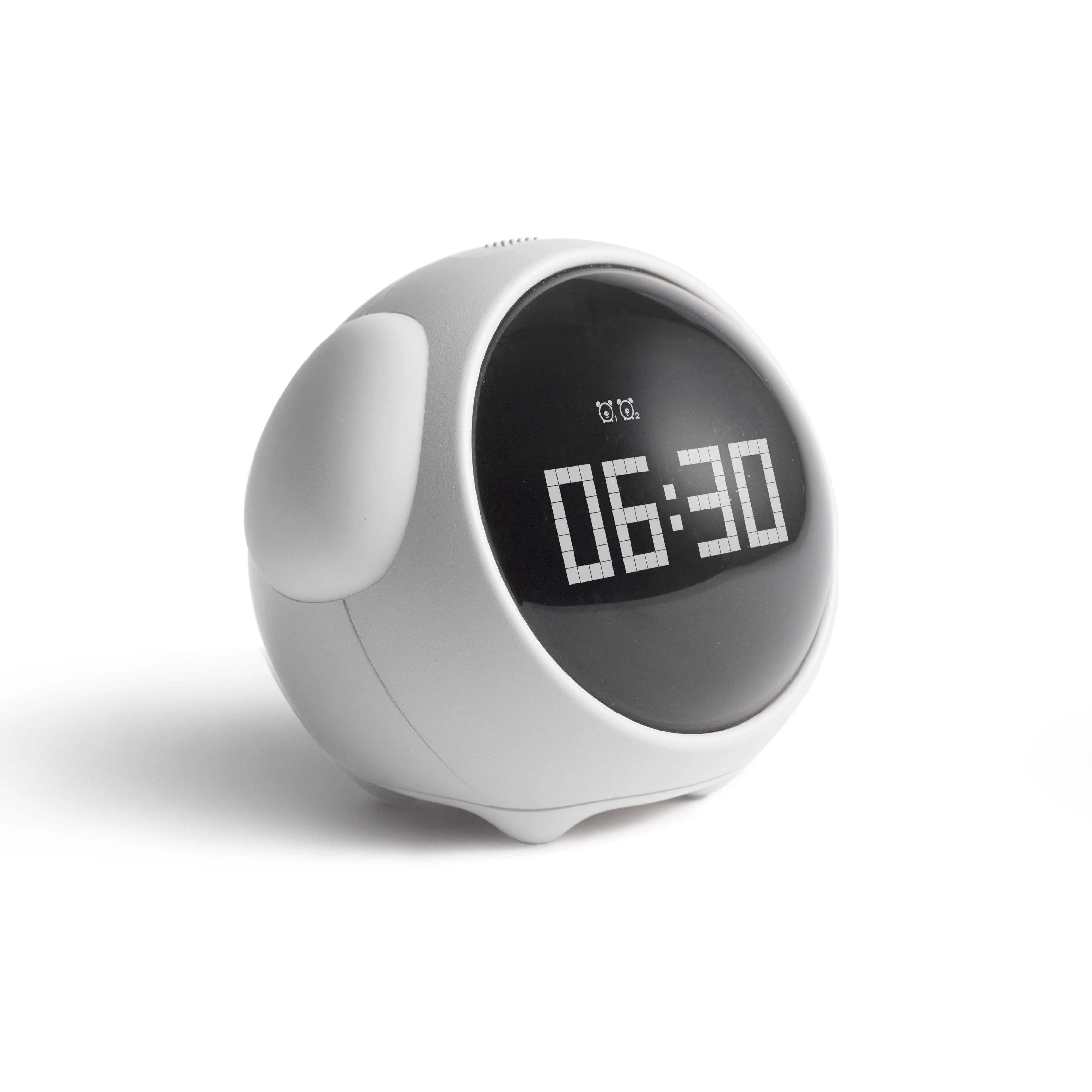 

Kids Digital Alarm Clock with Cute Expression Snooze Feature Voice Control LED Light Child-Friendly Intelligence Alarm Clock белый