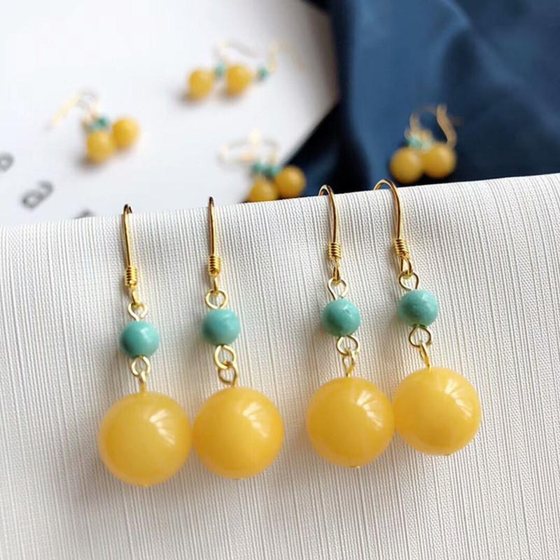 

1шт серьги из бисера женские украшения для ушей ретро старые медовые серьги с простой индивидуальностью