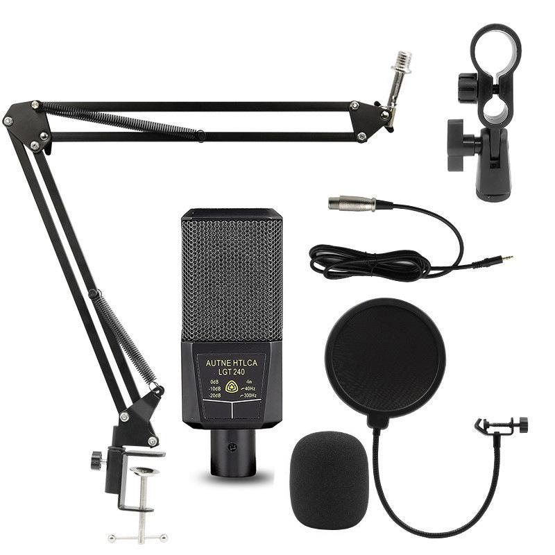 LGT240 Condenser Microphone with F998 & V8S Sound Cards for Live Streaming & Recording