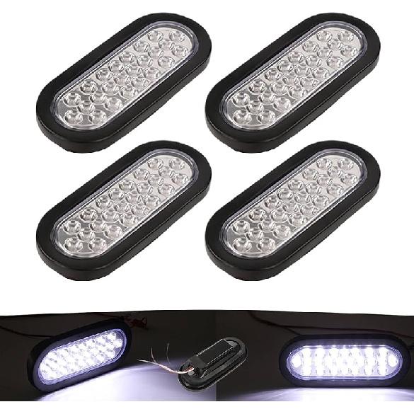 NEW SUN 6 Inch Oval LED Trailer Lights - 21 LED Ultra Bright Tail Light Kit With Surface Mount Grommets, Watertight 3-Prong Plug Reverse IP 67