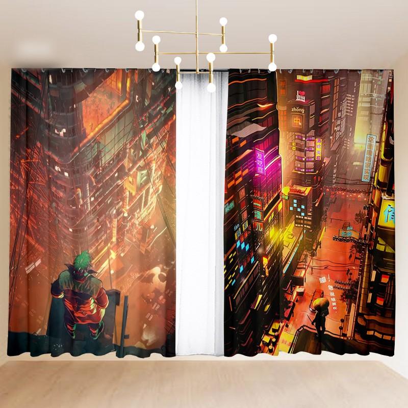 Cartoon Curtain Bedroom Semi-Blackout Bay Window Sci-fi Cyberpunk Hook Grommet Top 2024 New Custom Curtain Fabric cortinas 2PCS