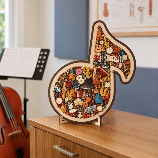 Puzzle in Legno Nota Musicale Strumento Nota Decorazione Jigsaw Musicale