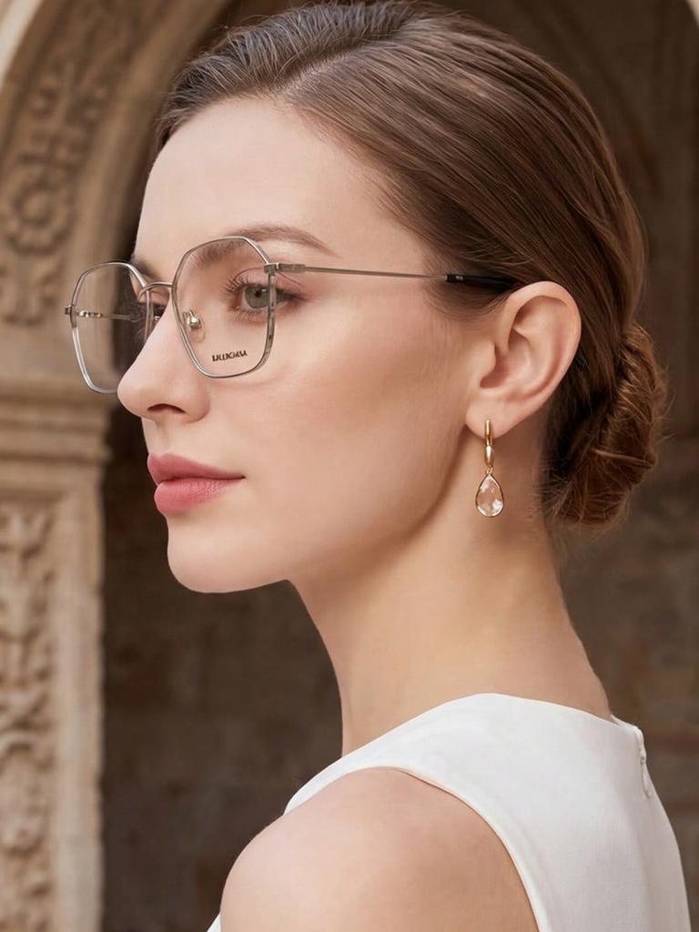 Balenciaga BB0198O Silver Geometric Eyeglasses Frame