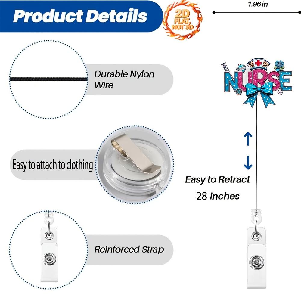 Retractable Nurse Badge Reel With Stethoscope Pill Symbols, Clear Acrylic ID Clip Cord For Hospital Clinic And Nursing School Medical Staff