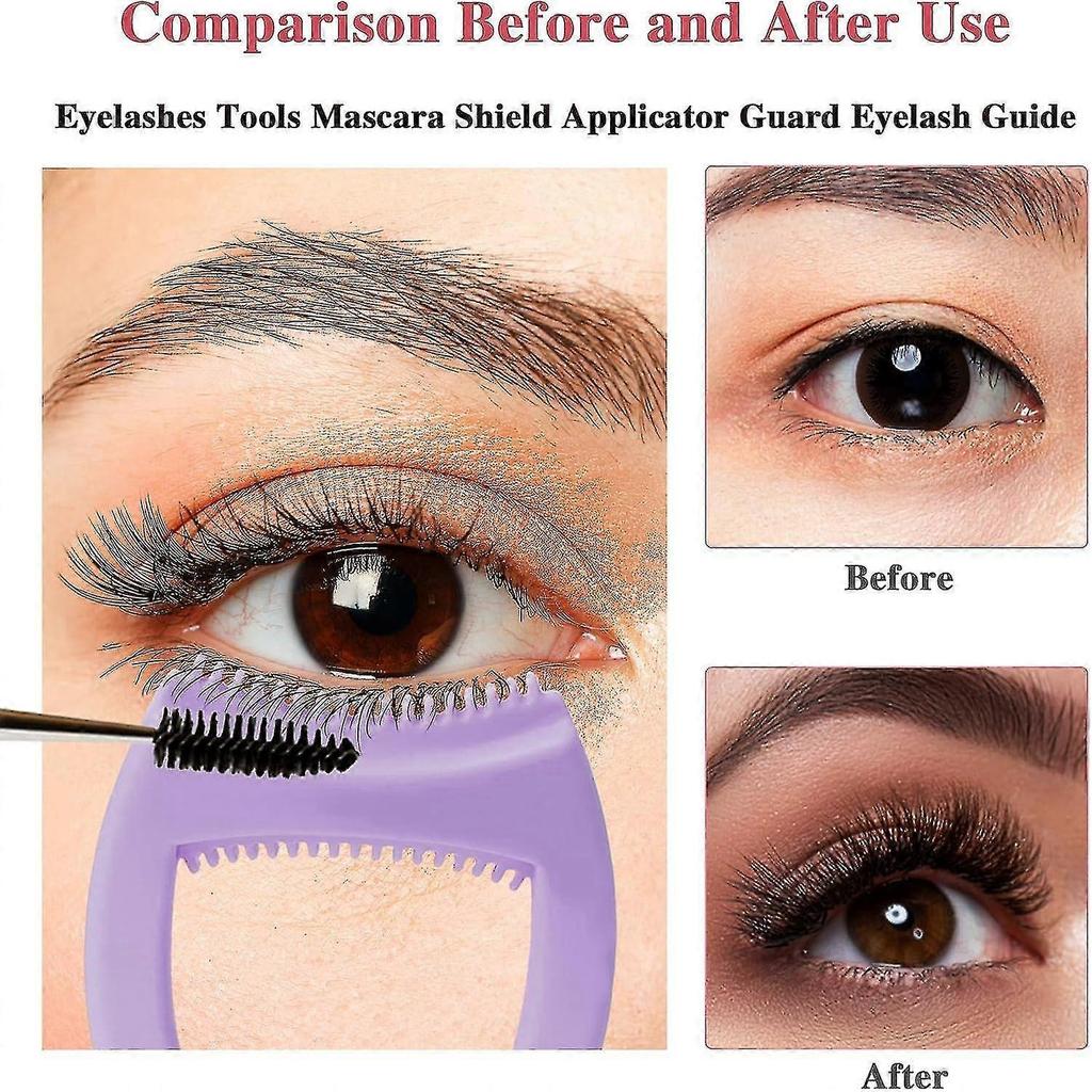 3 In 1 Mermaid Mascara Shield Silicone Eyelash Applicator Guard, Mascara Shield For Eyes, Reusable Eye Makeup Tool With Eyeliner Template - RIpj