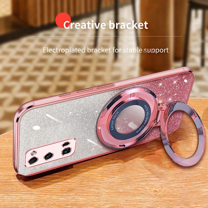 Bling Ring Holder Detachable Glitter Sticker Chromed TPU Case With Stand For Honor 30 Pro 30S 30Lite