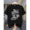 European Sizes Men'S Casual Short Sleeve T-Shirt | Breathable Crew Neck, Regular Fit, Vintage Car Print, Machine Washable, Ideal for Summer