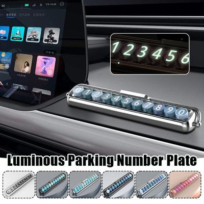 Creative Car Interior Luminous Parking Number Plate Garage Auto Temporary Parking Aid Card Stop Sign For Moving Vehicle