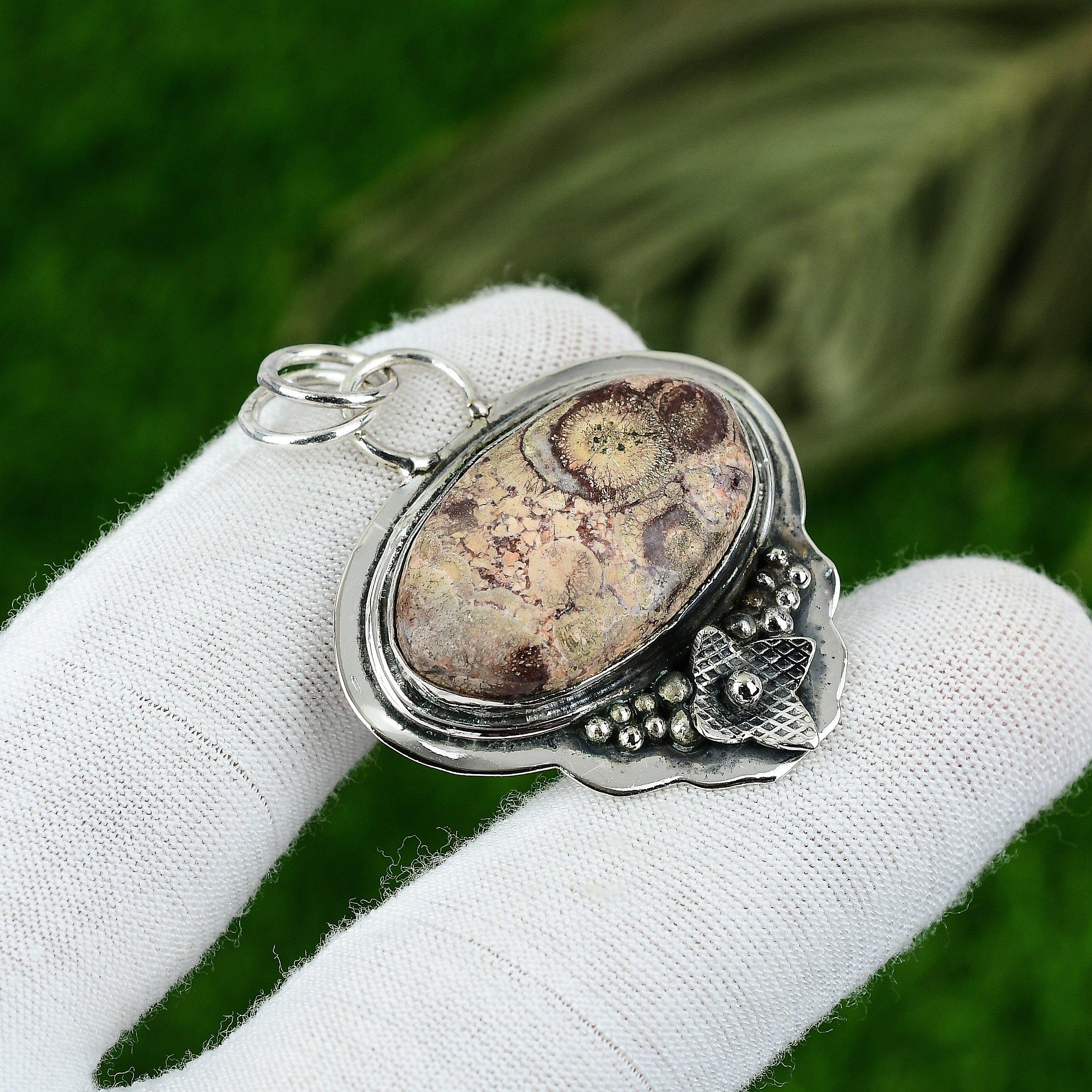 

Gift For Her 925 Sterling Silver Natural Bird Eye Jasper Gemstone Pendant