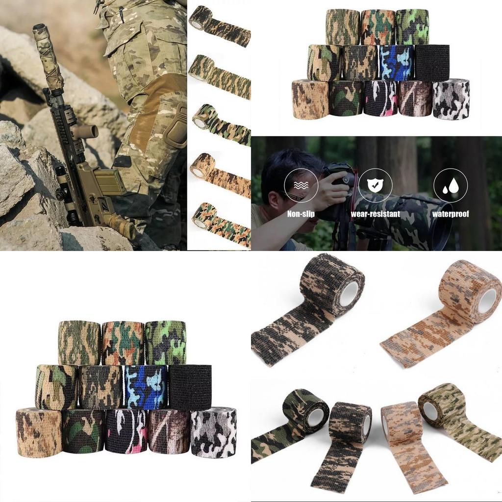 Self Adhesive Stretchable Camouflage Tape For Outdoor Use With Non Sticky Fabric In Multiple Colors And Patterns For Easy Application
