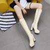 Fashion 2025 Patent Leather White Lacing Knee High Boots Lace Up Ladies Platform Boots High Heels Fashion Nightclub Patry Shoes Wholesal