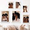 Abstract Black Fashion Girl Coffee Cosmos African Art Canvas Painting Nordic Posters And Prints Wall Pictures Living Room Decor No Frame