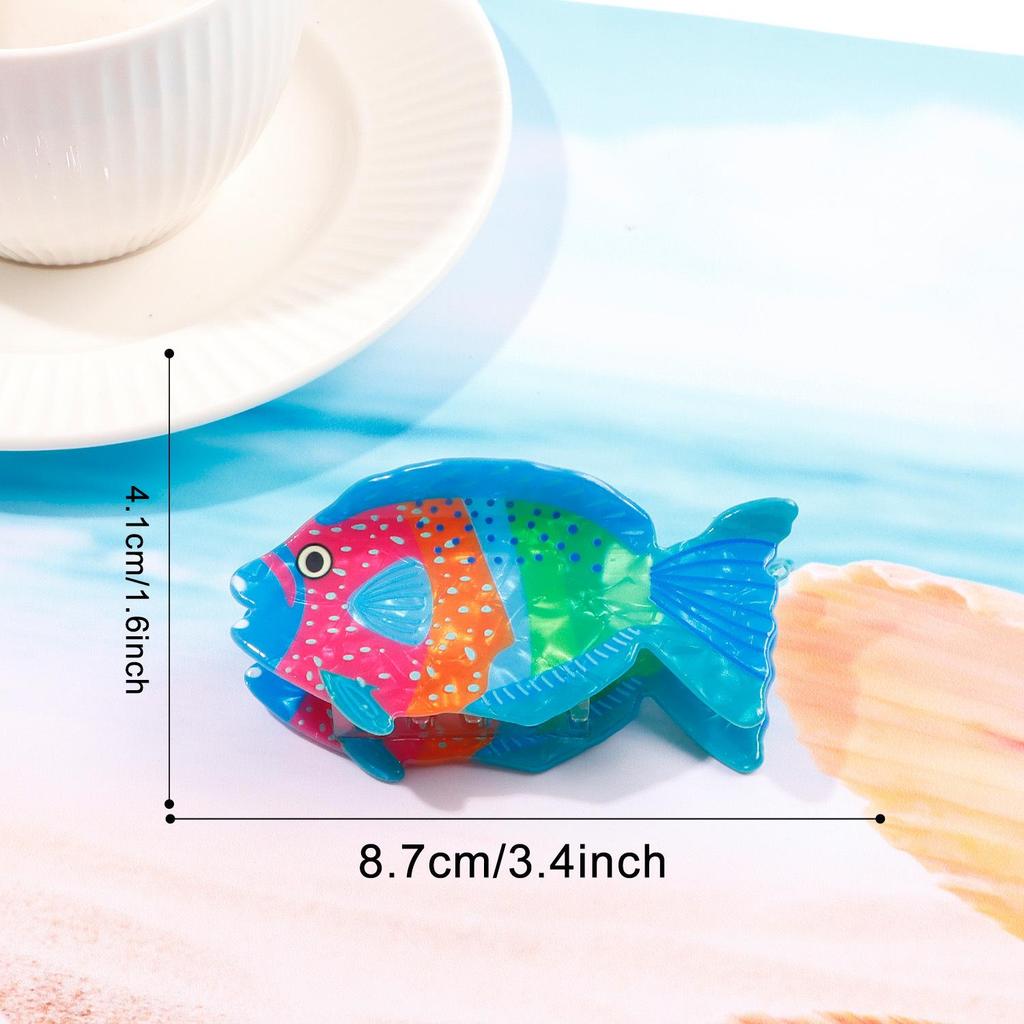 Bamboo Cute Ocean Animal Hair Clips: Tropical Fish & Cartoon Shark Claw Accessories.