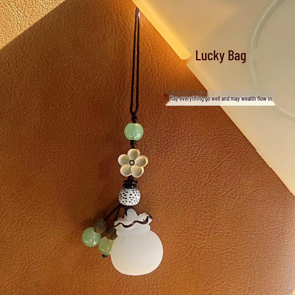 Bodhi Charm Keychain: Couple's Chinese-Style Pendant, Retro Money Bag, Phone Chain Ornament