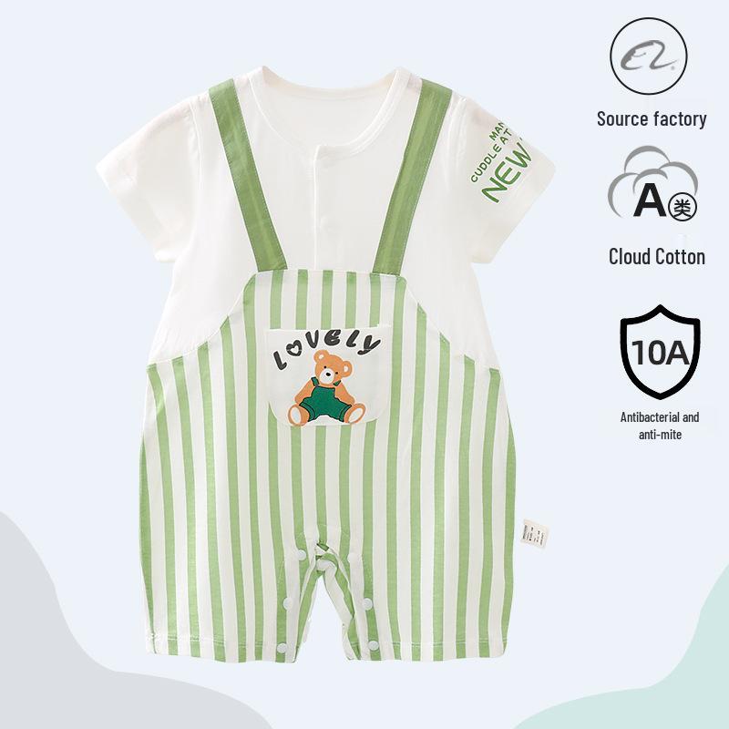 Antibacterial Summer Short-Sleeve Newborn Cotton Bodysuit
