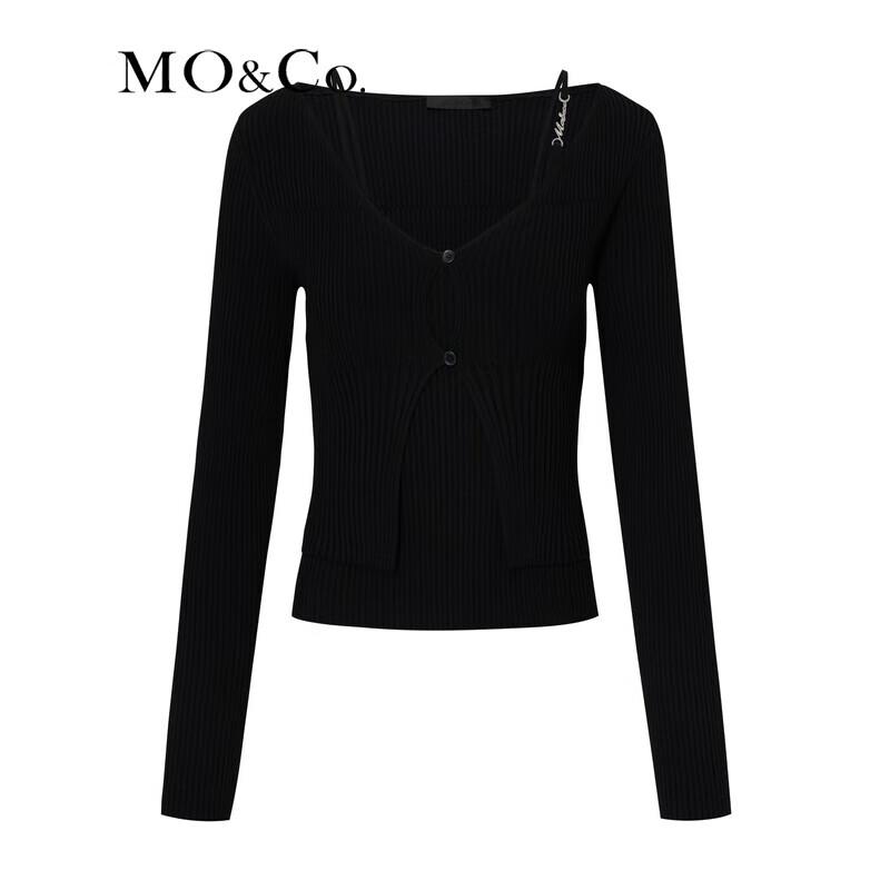 MO&Co. Ribbed V-Neck Cardigan & Camisole Set