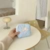 1pc New Checkered Quilted Makeup Bag Small Portable Cosmetic Bag with Lace Heart Bow Makeup Pouch Gift
