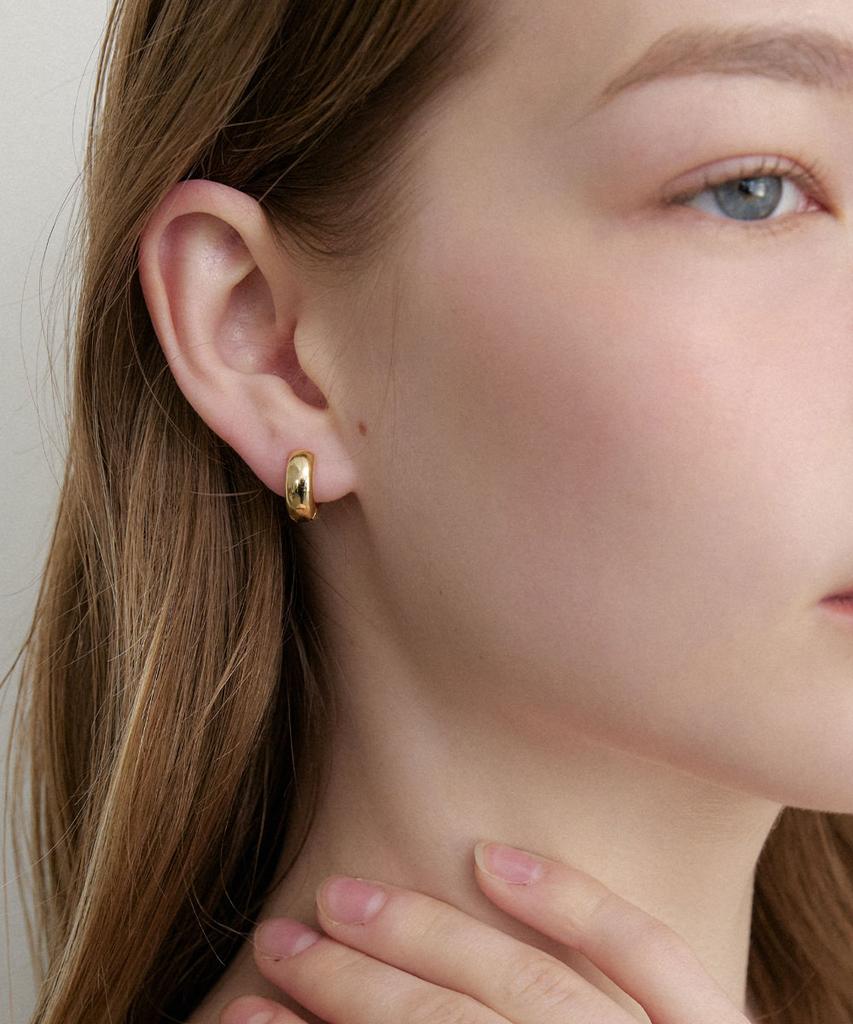 Halden Basic Round One Touch Earrings (E065_Gold Small)