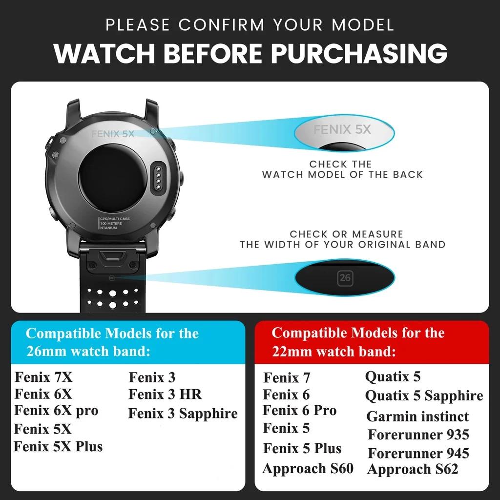 Cinturino in Pelle Quickfit 22mm 26mm per Garmin Fenix 8 8X 7X Pro 6X 5X Plus Tactix 7 AMOLED Epix Pro 51mm Instinct 2X Cinturino per Orologio