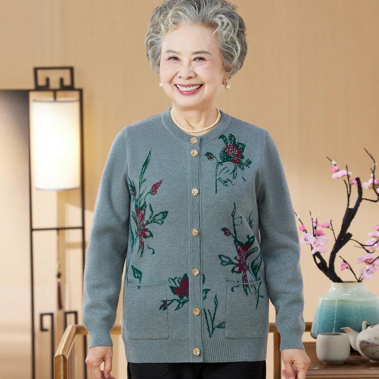 Mothers Knit Coats, Old People's Clothes, Grandma's Spring Sweaters, Cardigans, Loose Spring and Autumn Women.