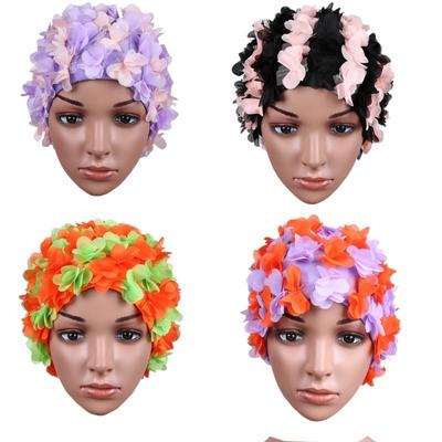 Women Swim Pool Swimming Cap Three-dimensional Flower Petals Swimming Hat Bathing Cap