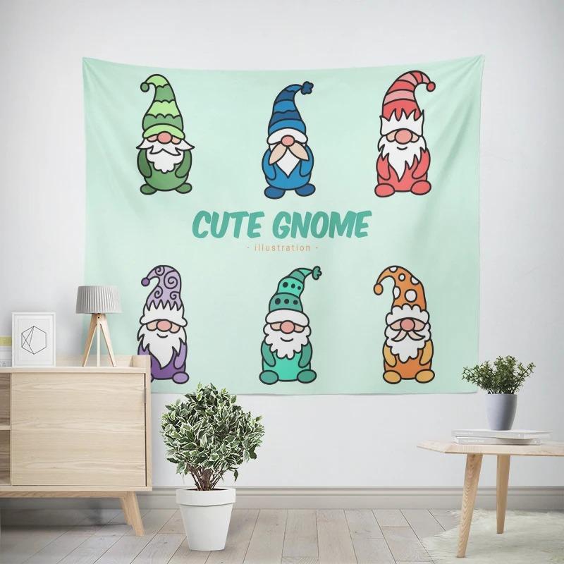 Christmas New Year Gnome Dwarf Pattern Living Room Bedroom Decorative Tapestry