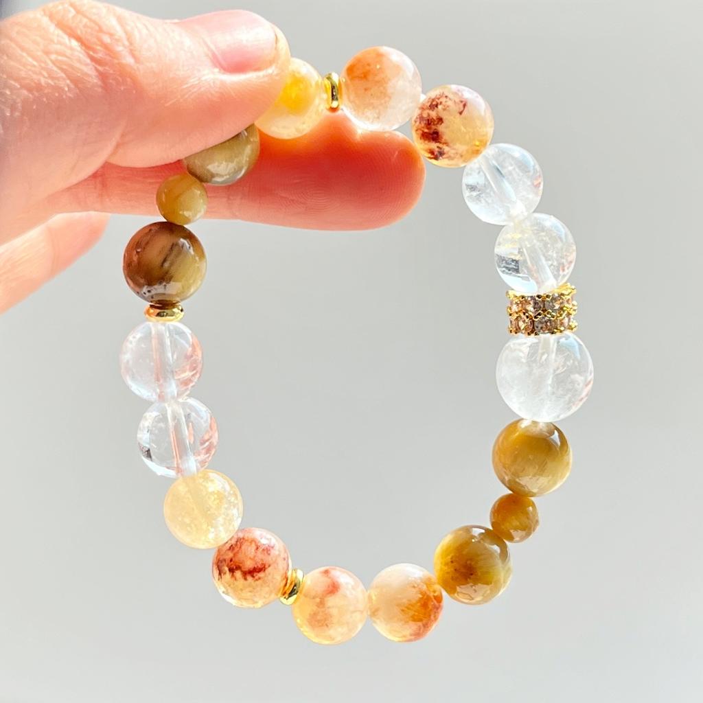 Natural White Crystal Tiger'S Eye Honey Milk Cover Citrine Bracelet Bracelet
