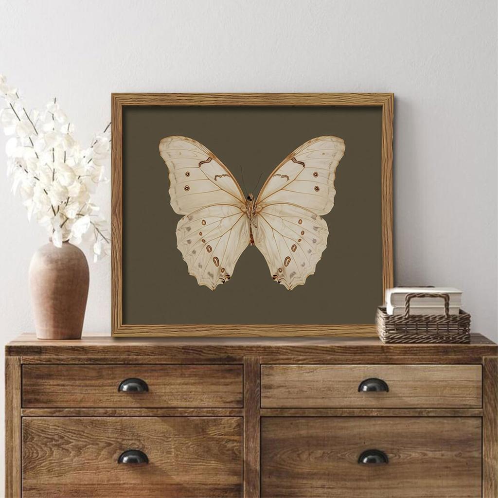 Art Mural Papillon Avec Cadre en Bois Peintures sur Toile Élégantes Affiches Anciennes Montage Facile Pour Chambre à Coucher Espace de Vie