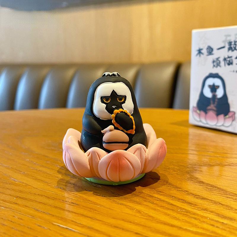 Good Luck Wooden Knock Toy Anxiety Relief Temple Fish Wood Drum Stress Relief Percussion Instrument Desktop Ornament Home Decor