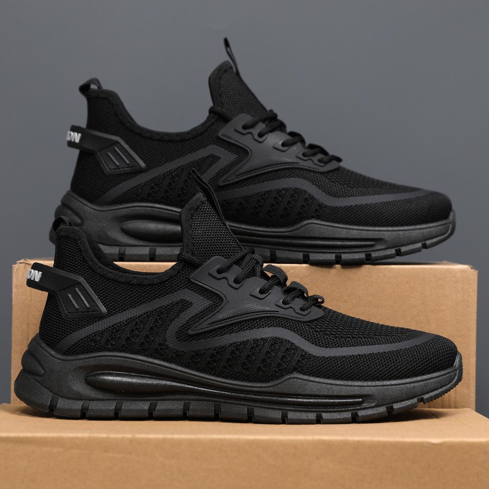 2025 spring sports shoes fashion trend soft bottom flat bottom light running shoes flying woven breathable youth men's shoes
