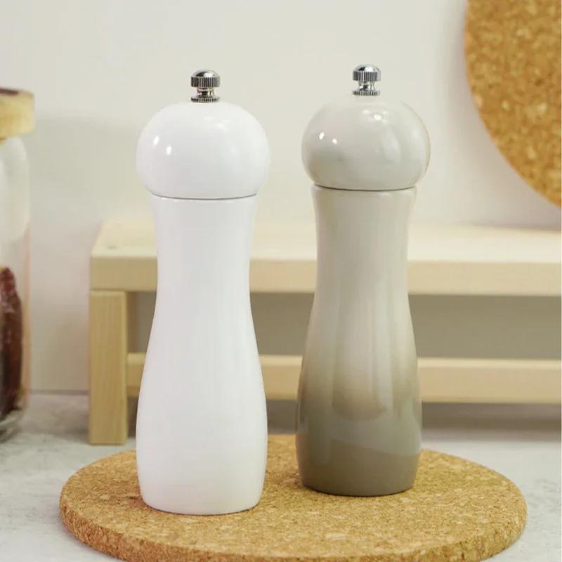 6" Manual Pepper Grinder Oak Wood Salt And Pepper Mills Spice Salt Shakers With Adjustable Ceramic Grinder Kitchen Cooking Tools
